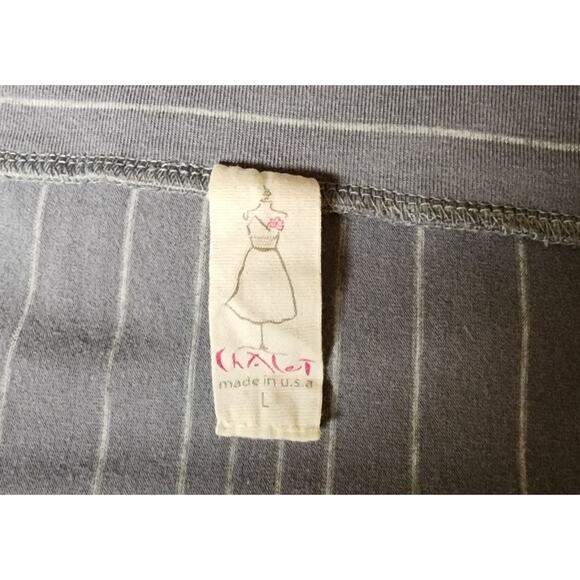 Chalet Women's Gray Striped Midi Skirt 3/4 Sleeve Top Set Size Large Made In USA - Picture 9 of 9